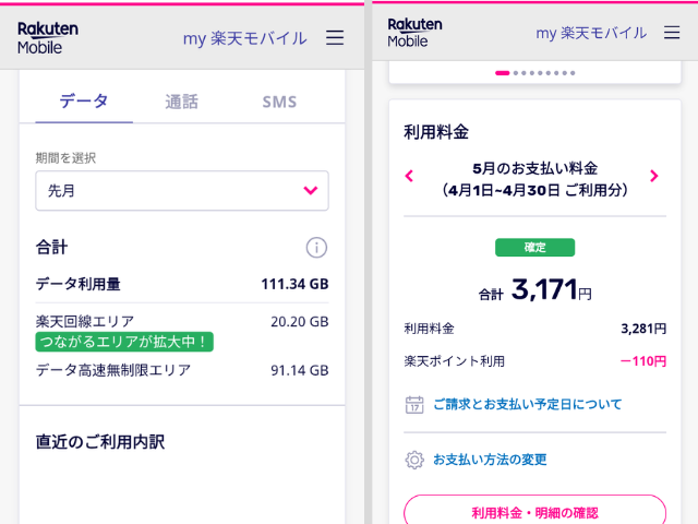 楽天モバイル料金